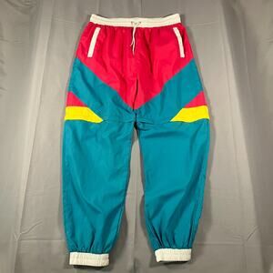 Funny Guy Creation Men’s XL Colorblock Nylon Track Pants 80s 90s Retro Style